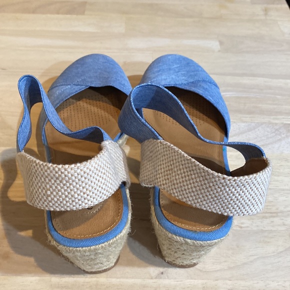 Light Blue Wedge Heel with Elastic Ankle Strap Espadrilles - Picture 2 of 7